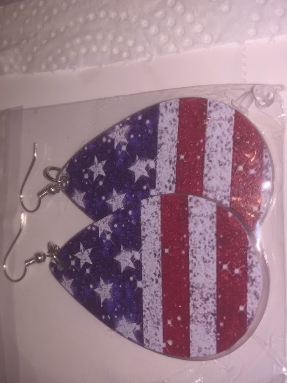 Patriotic Teardrop Flag Earrings - Red, White & Blue NEW - Picture 4 of 5